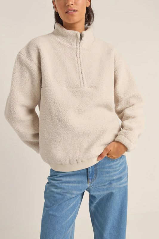 Women's Sherpa Quarter Zip Fleece - Cream