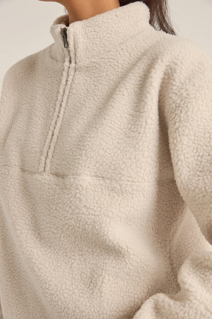 Women's Sherpa Quarter Zip Fleece - Cream