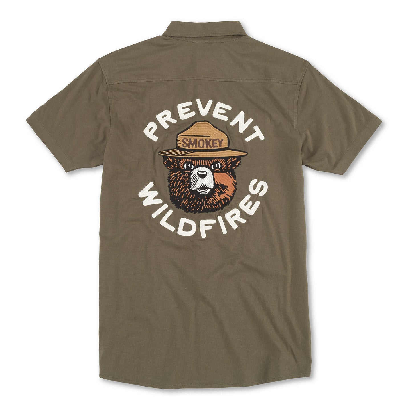 Men's Smokey Bear Brew Master Button Up S/S - Olive