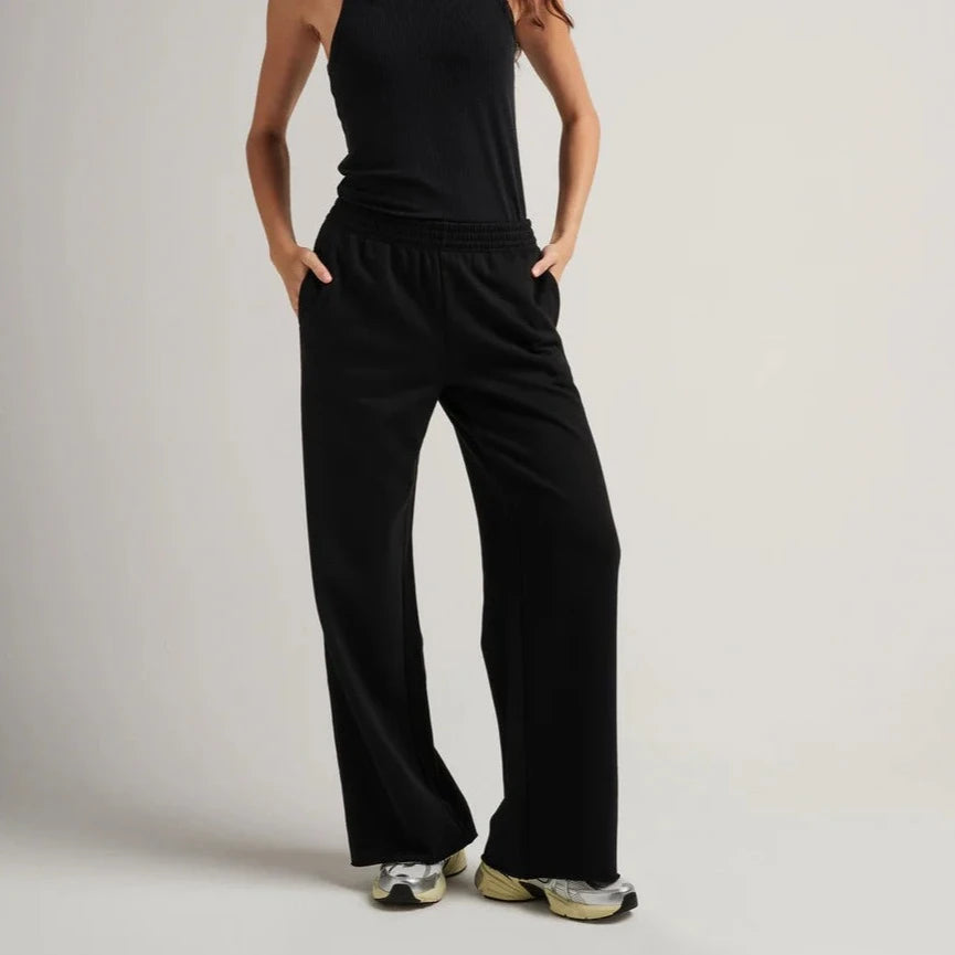 Women's Recycled Fleece Wide Leg Pant - Black