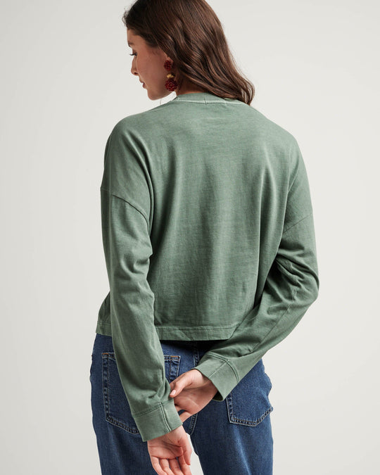 Women's Relaxed Crop Long Sleeve Tee - Sage