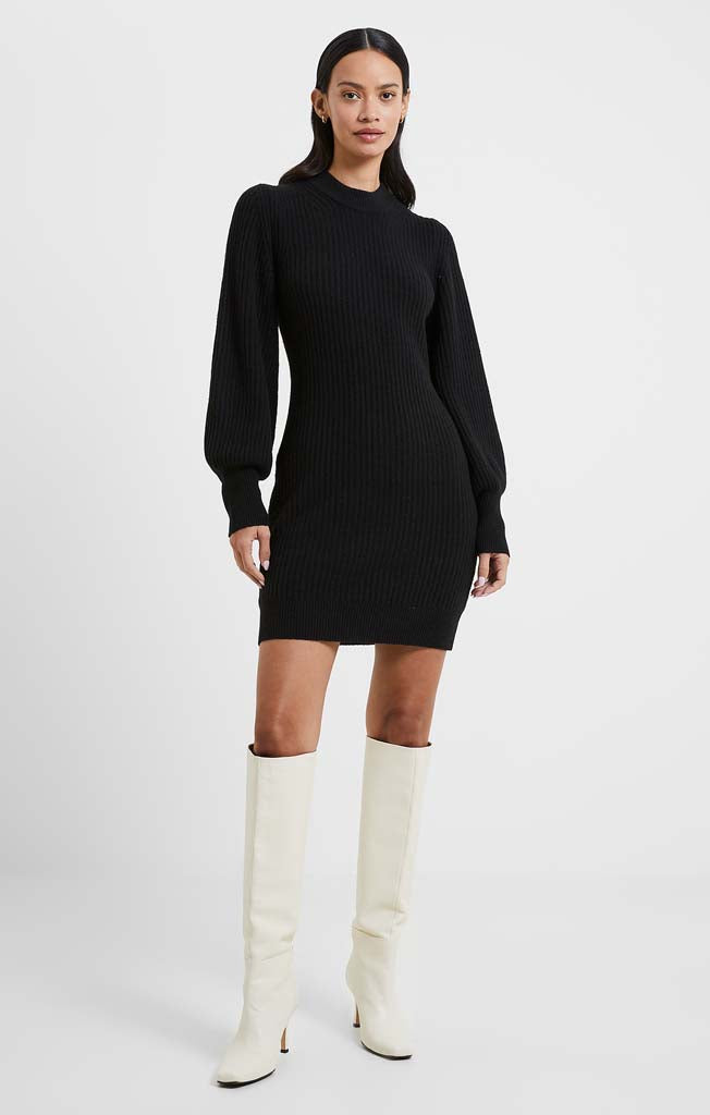 Women's Vhari Ribbed Crew Neck Mini Dress - Black