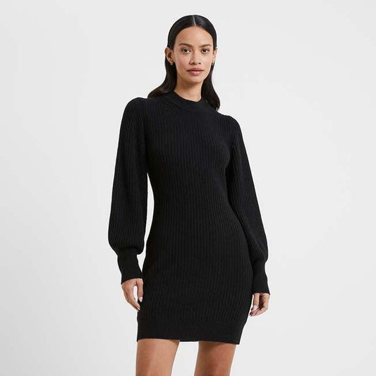 Women's Vhari Ribbed Crew Neck Mini Dress - Black