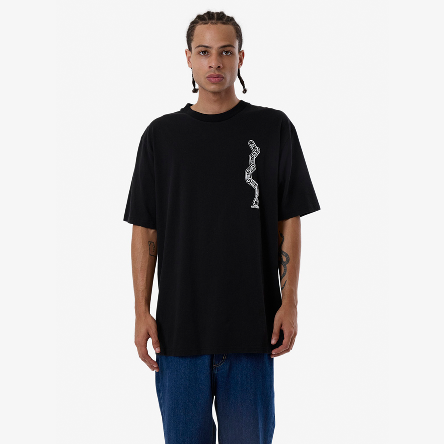 Men's Chain Of Disorder Oversize Fit Tee - Black