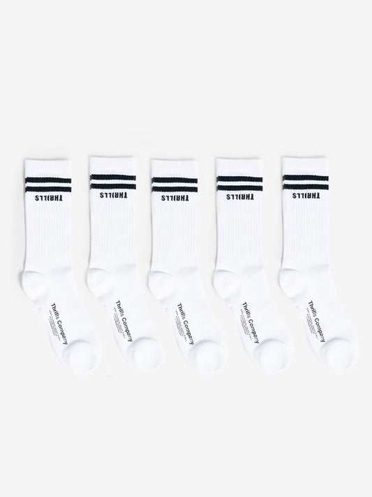 Minimal Thrills 5 Pack Sock - White