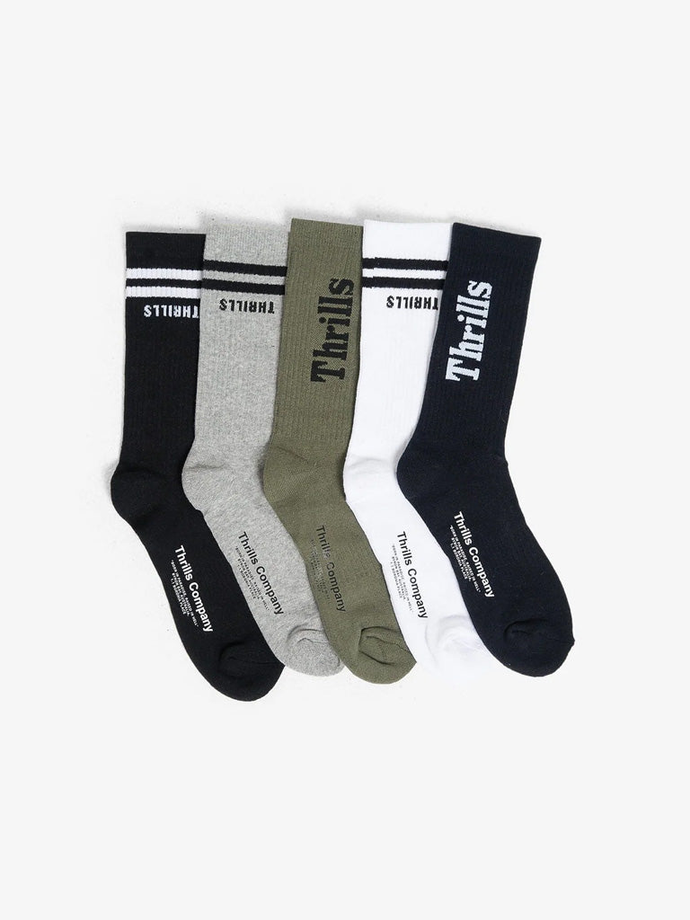 Minimal Thrills 5 Pack Sock - Black / White / Army Green / Total Eclipse / Grey Marle