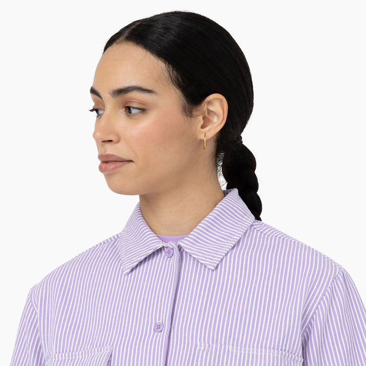 DICKIES WOMEN'S Checkered Short Sleeve Cropped Work Shirt