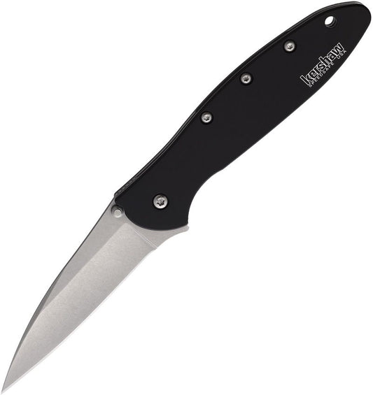 KERSHAW LEEK LINERLOCK A/O SECOND BLACK ALUMINUM HANDLE