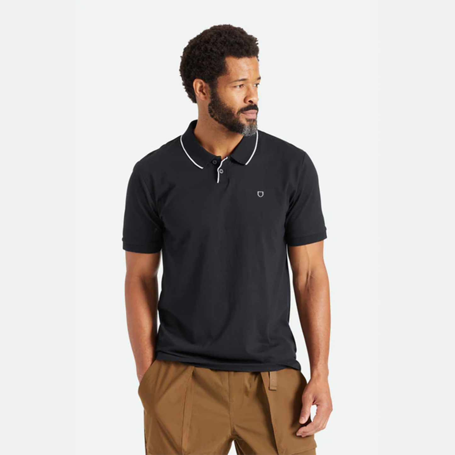 Men's Proper S/S Polo Knit - Black / White