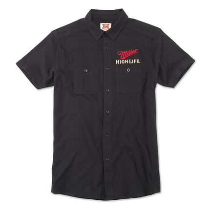 Men's Miller High Life Brew Master Button Up S/S - Black