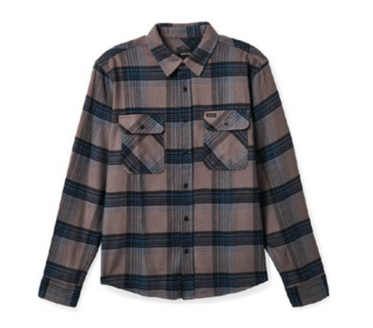 Men's Bowery Long Sleeve Flannel - Black/Ocean Blue