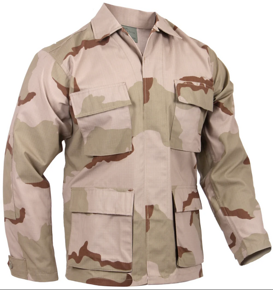 Men's BDU Rip-Stop Shirt -Tri-Color Desert Camo