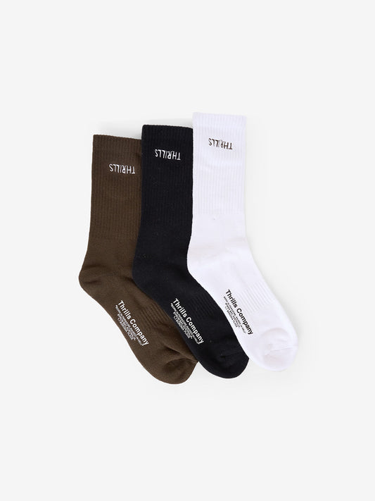 Minimal Thrills Minimal 3 Pack Sock - White - Black - Tarmac