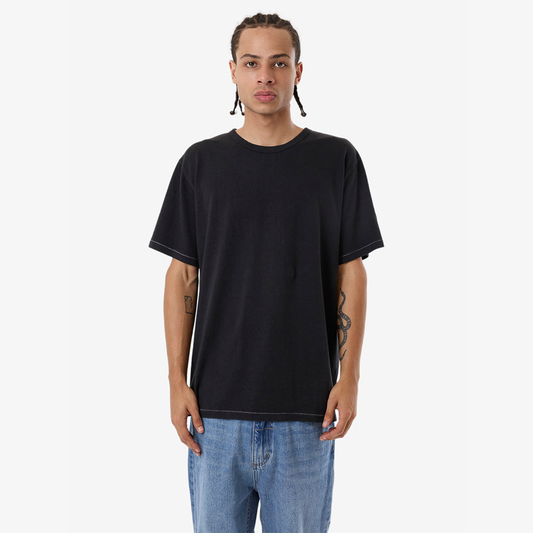 Men's Hemp Thrills Embro Contrast Stitch Merch Fit Tee - Black