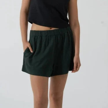 Women's Hemp Mid Rise Short - Deep Emerald