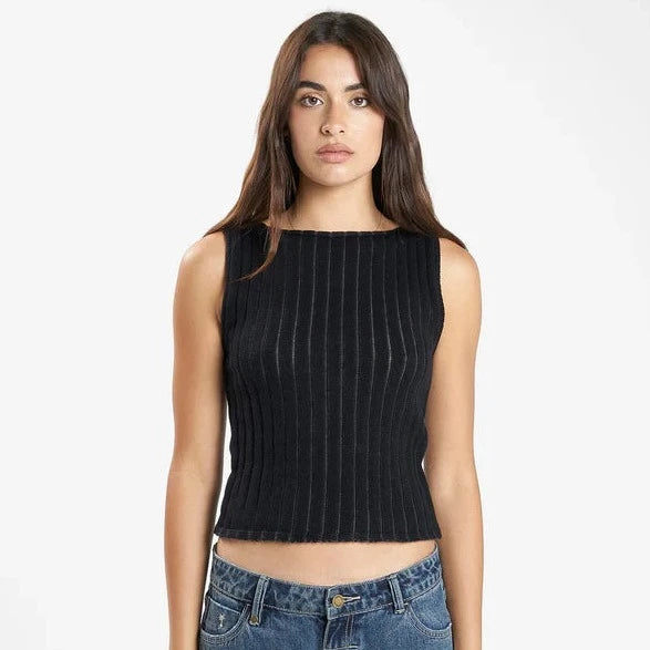 Women's Chain Knit Tank - Black