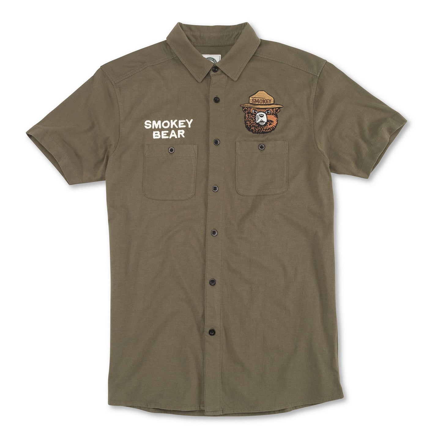 Men's Smokey Bear Brew Master Button Up S/S - Olive