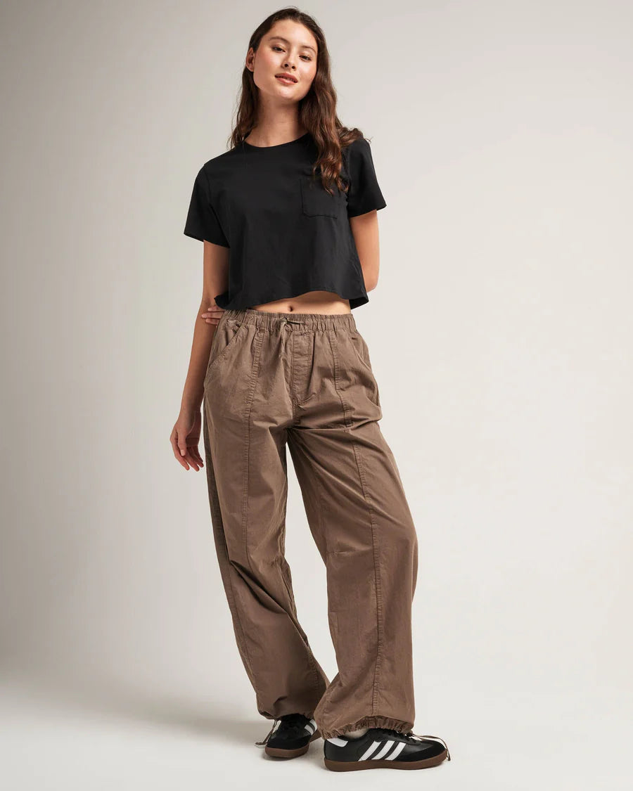 Women's Pima Pocket Boxy Crop Tee - Black