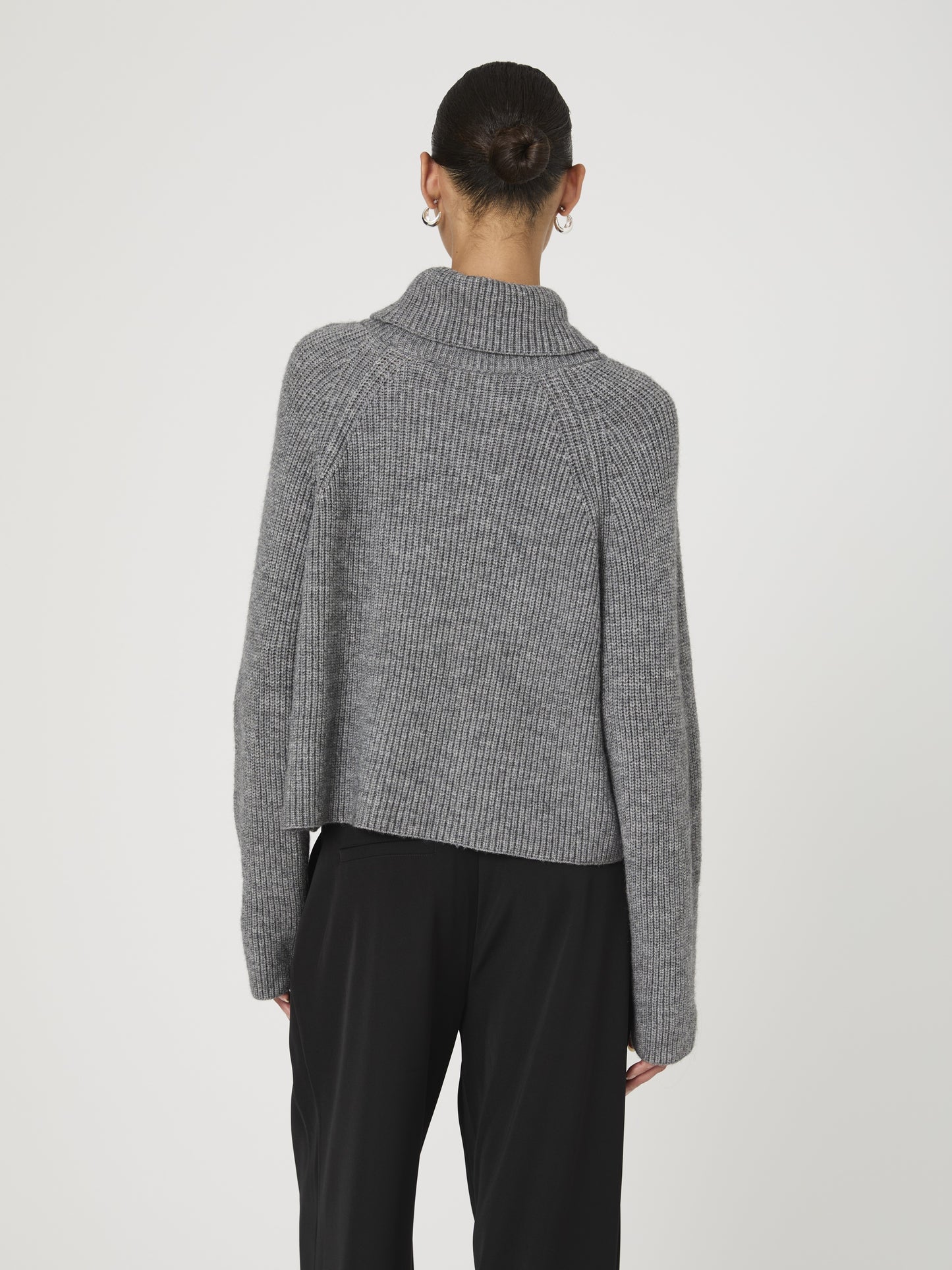 Women's Mersai Roll Neck Jumper - Stone Grey Melange