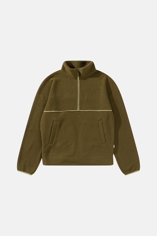 Men's Contrast Quarter Zip Pullover - Olive