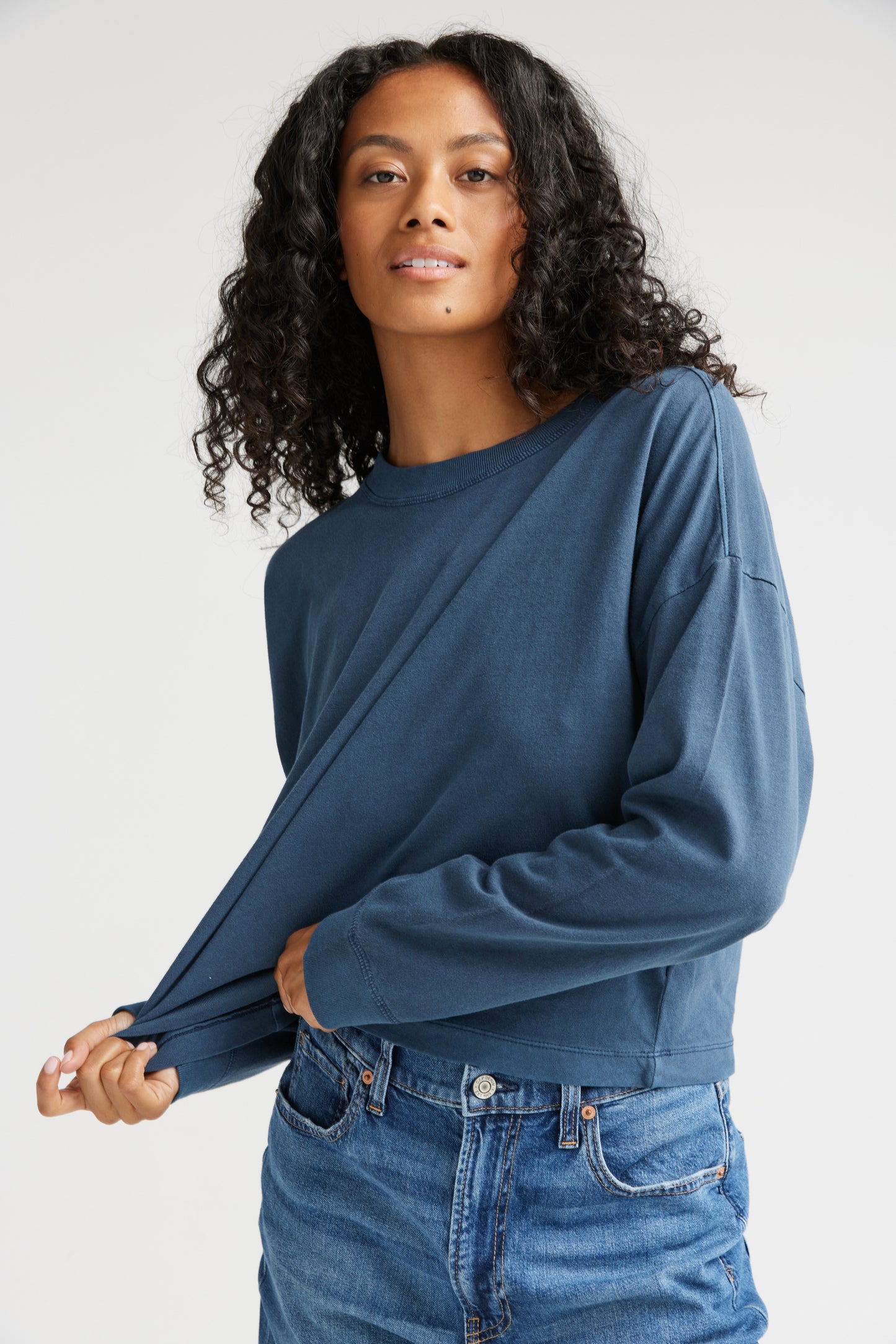 Women's Relaxed Crop Long Sleeve Tee - Mineral Moonlit Ocean