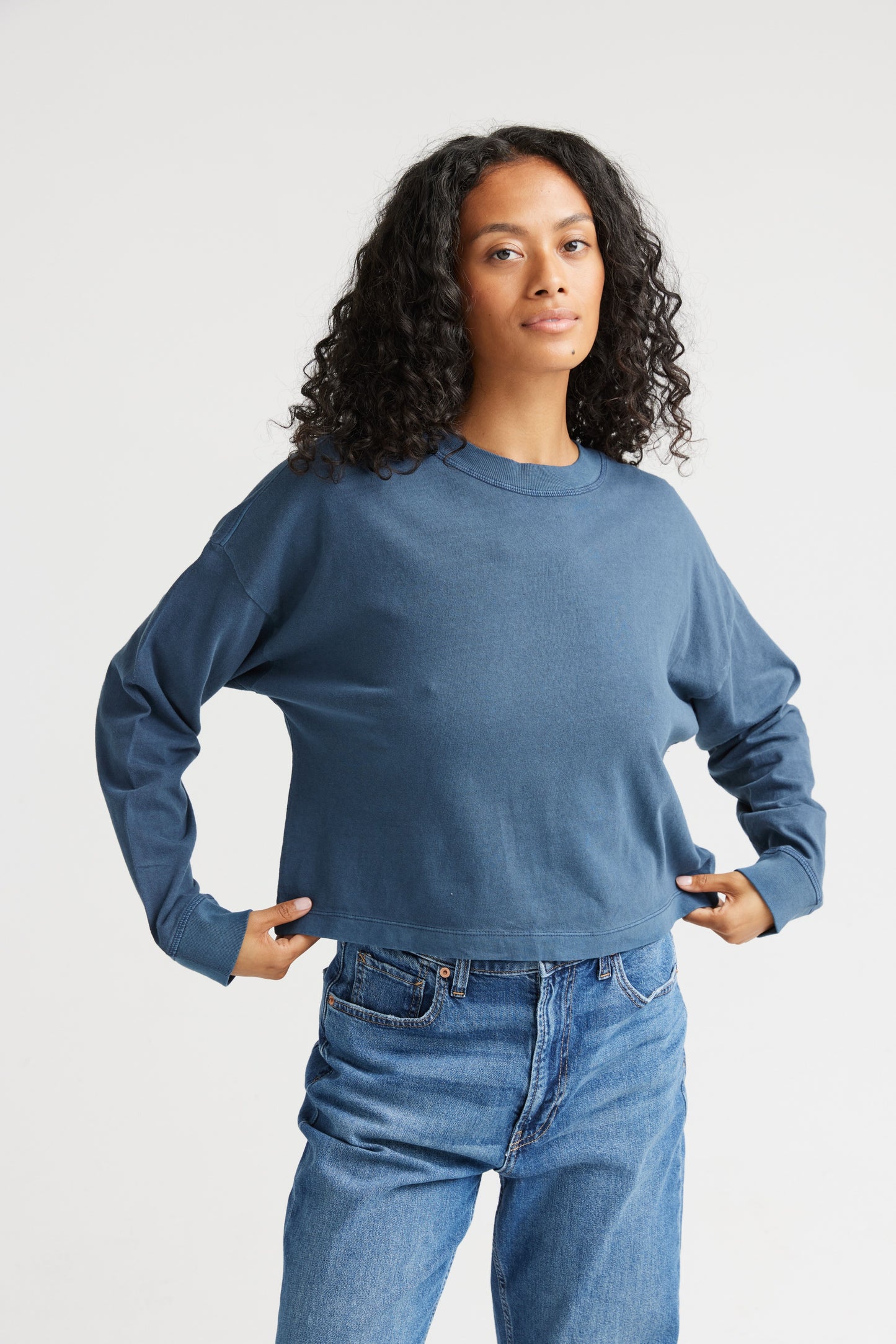 Women's Relaxed Crop Long Sleeve Tee - Mineral Moonlit Ocean