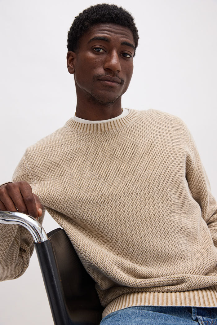 Men's Dune Open Knit Sweater - Khaki