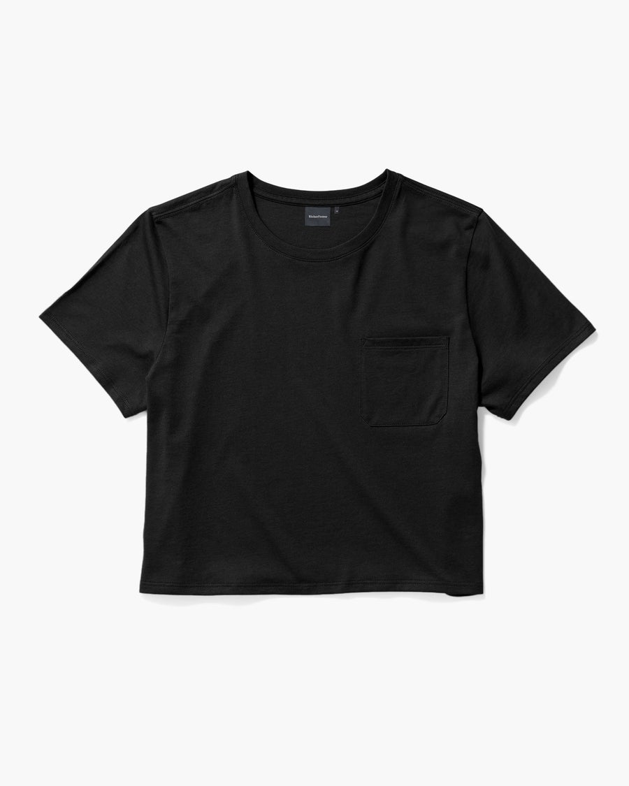 Women's Pima Pocket Boxy Crop Tee - Black