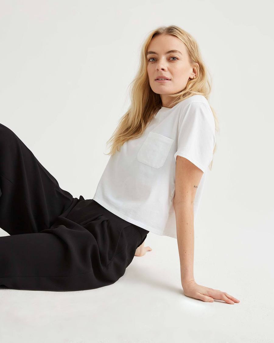 Women's Pima Cotton Boxy Crop Tee - White