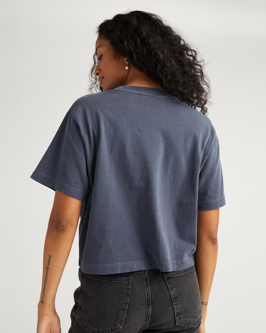 Women's Relaxed Crop Tee - Blue Steel