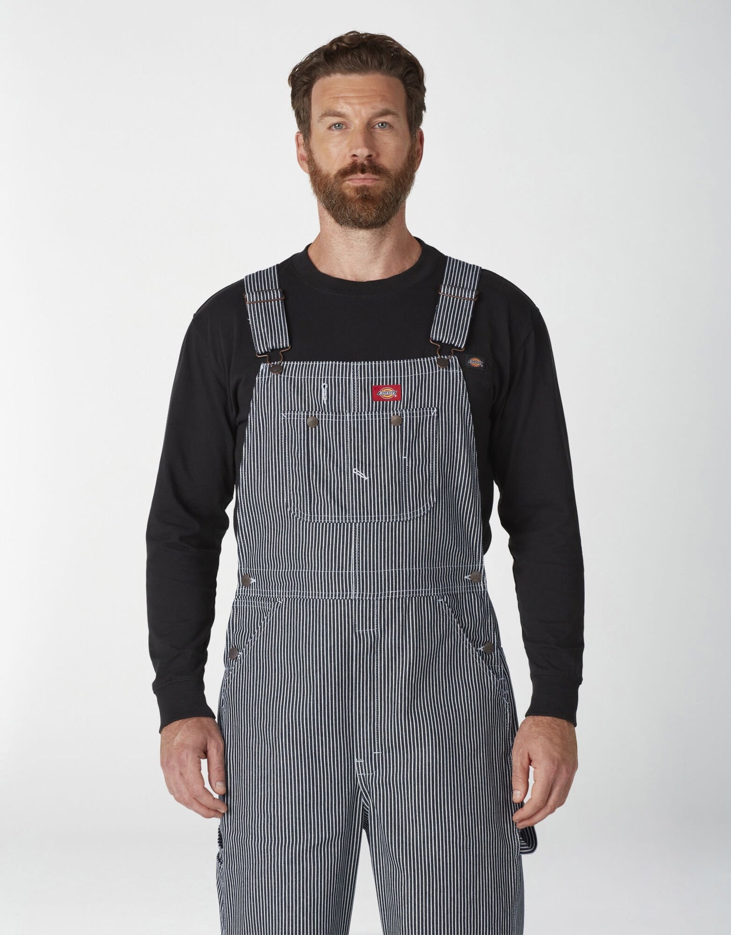 Men's Dickies Striped Bib Overalls 83297 - Blue Hickory Stripe