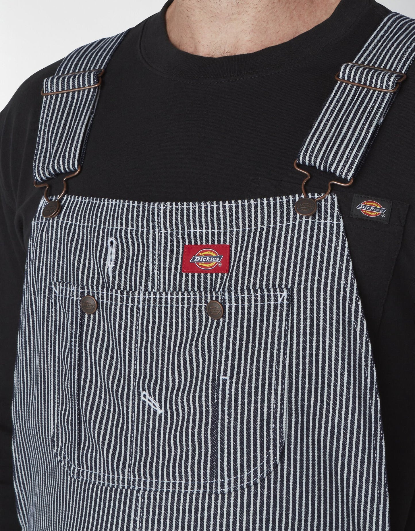 Men's Dickies Striped Bib Overalls 83297 - Blue Hickory Stripe