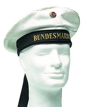 GERMAN WHITE SAILOR HAT W/ RIBBON- SURPLUS