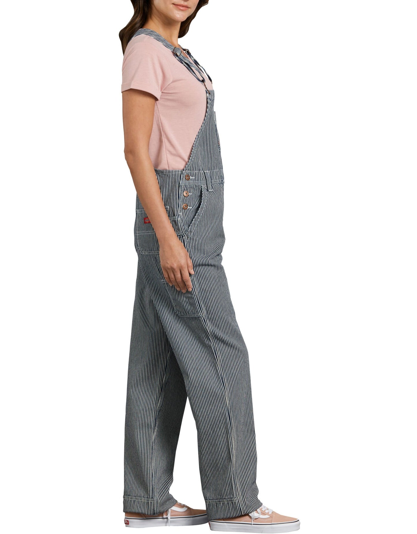 Women's Relaxed Fit Bib Overalls FB206 - Rinsed Hickory Stripe