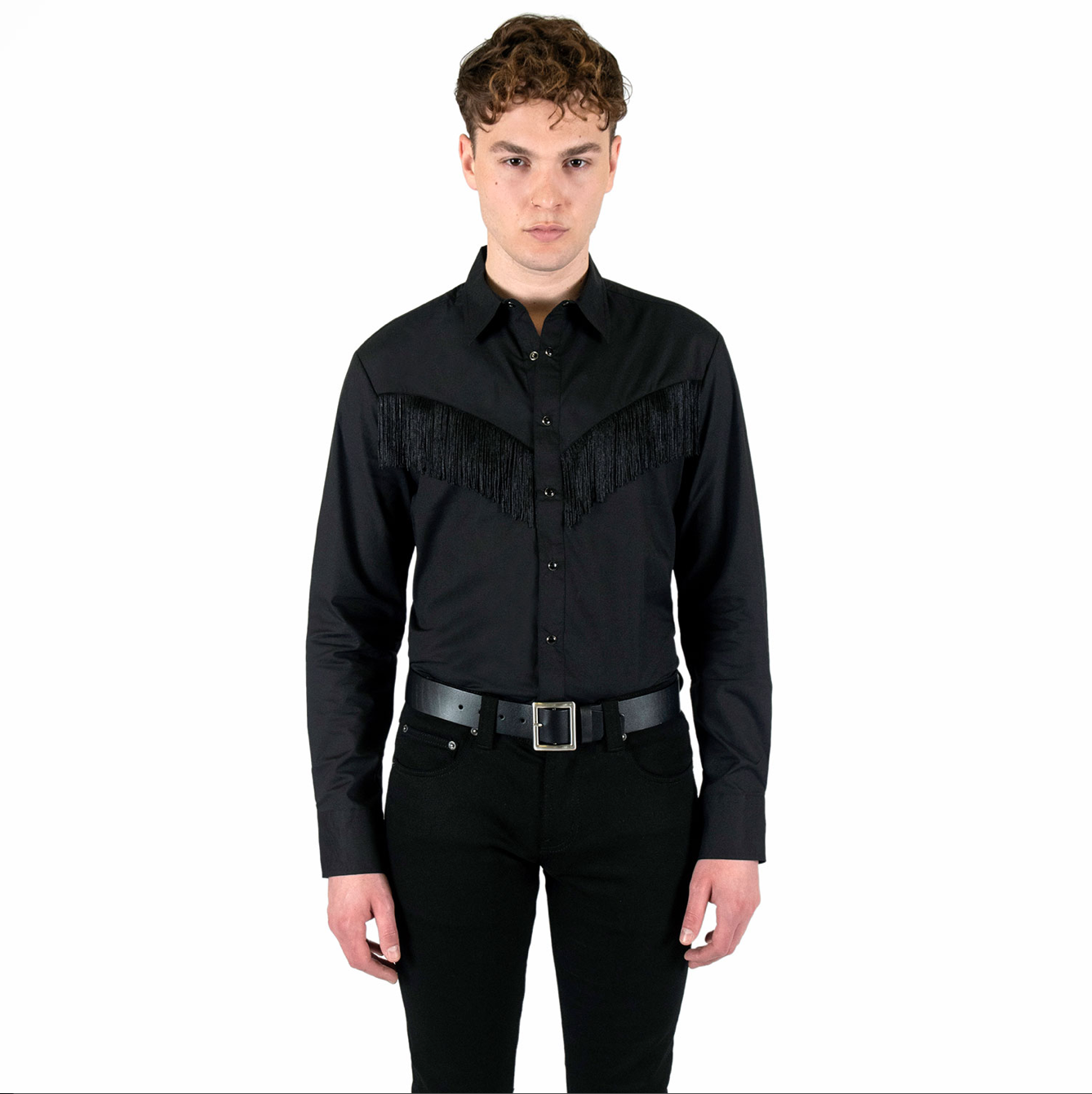 Men's Around Town Long Sleeve Button up - Black Fringe