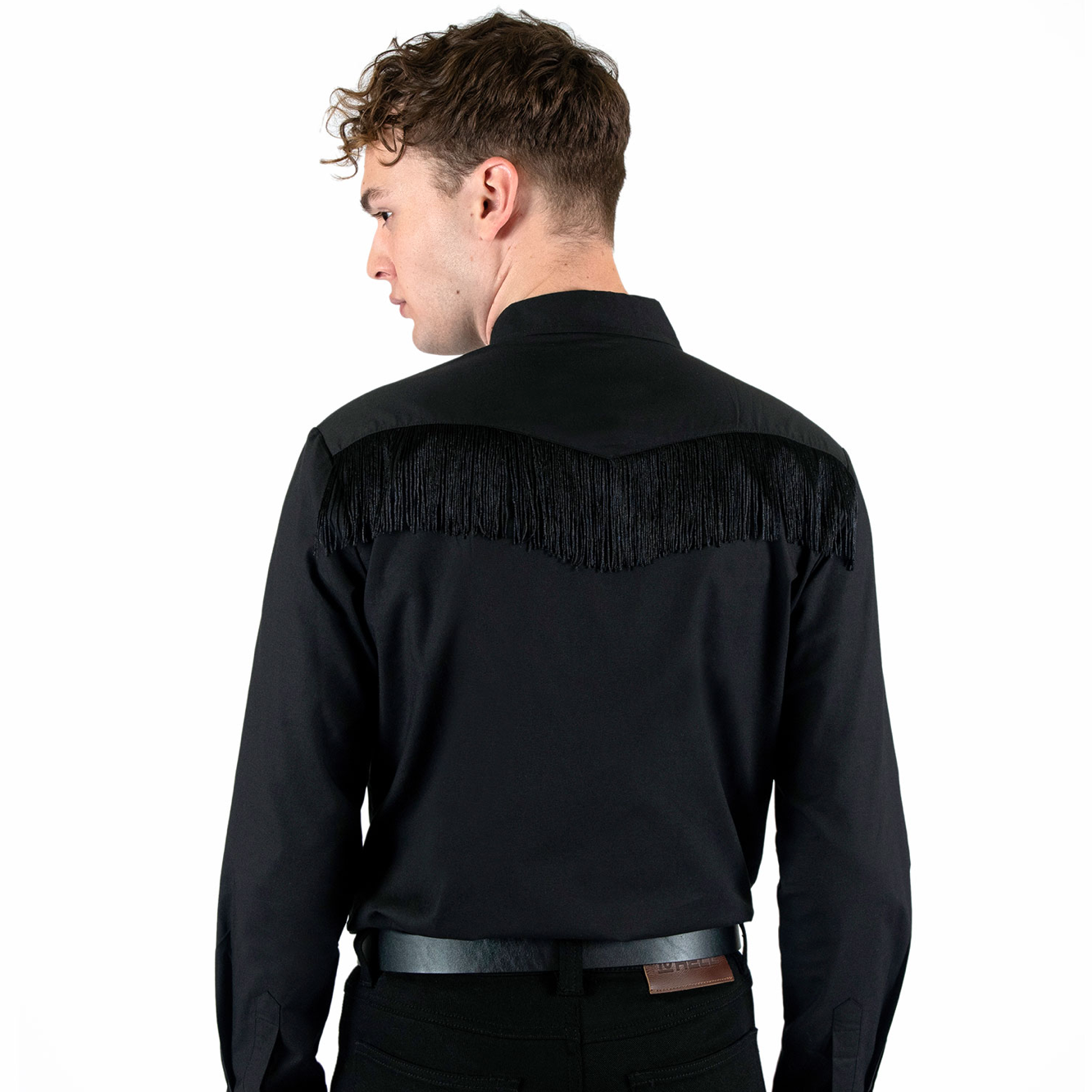 Men's Around Town Long Sleeve Button up - Black Fringe