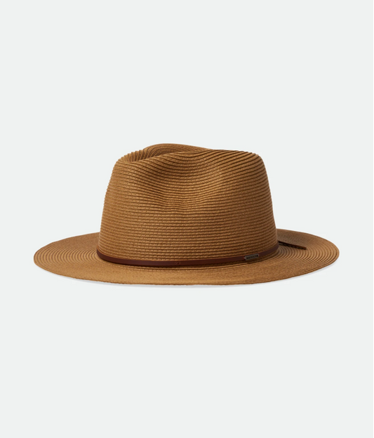 Wesley Straw Packable Fedora - Copper