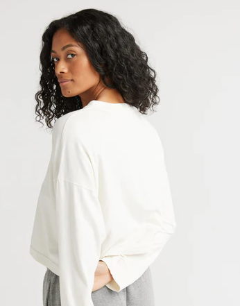 Women's Relaxed Crop Long Sleeve Tee - Bone