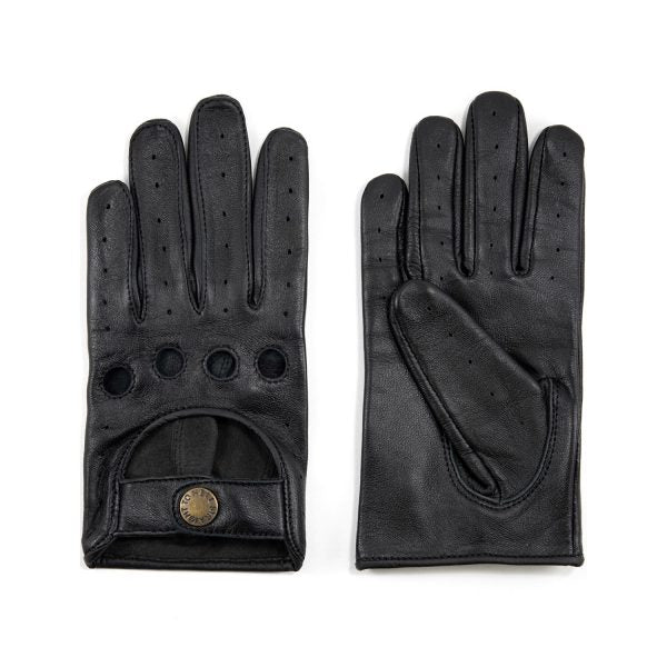 Women's Bullitt Leather Driving Gloves - Black and Brass