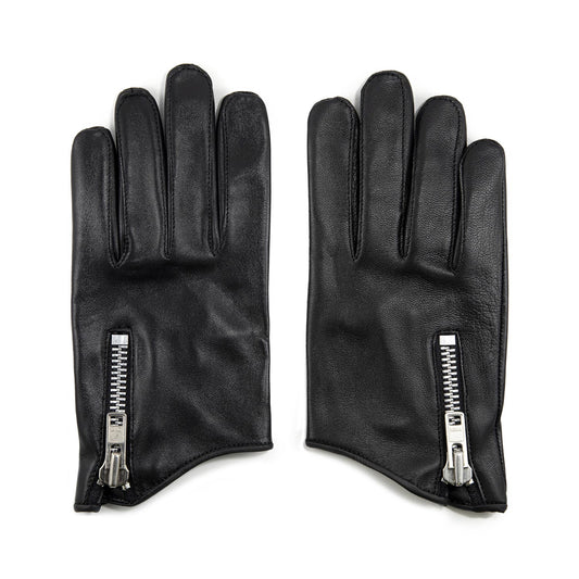 Women's Throttle - Black and Nickel Leather Gloves